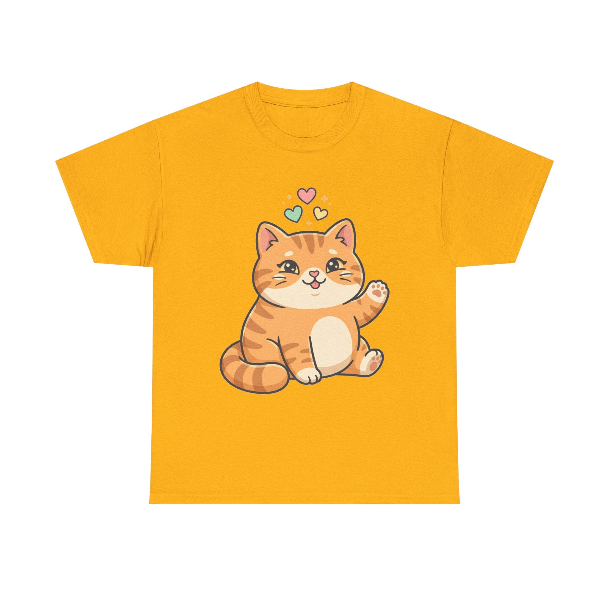 Cute Ginger Cat Illustration T-Shirt | Playful Kittens Back Print
