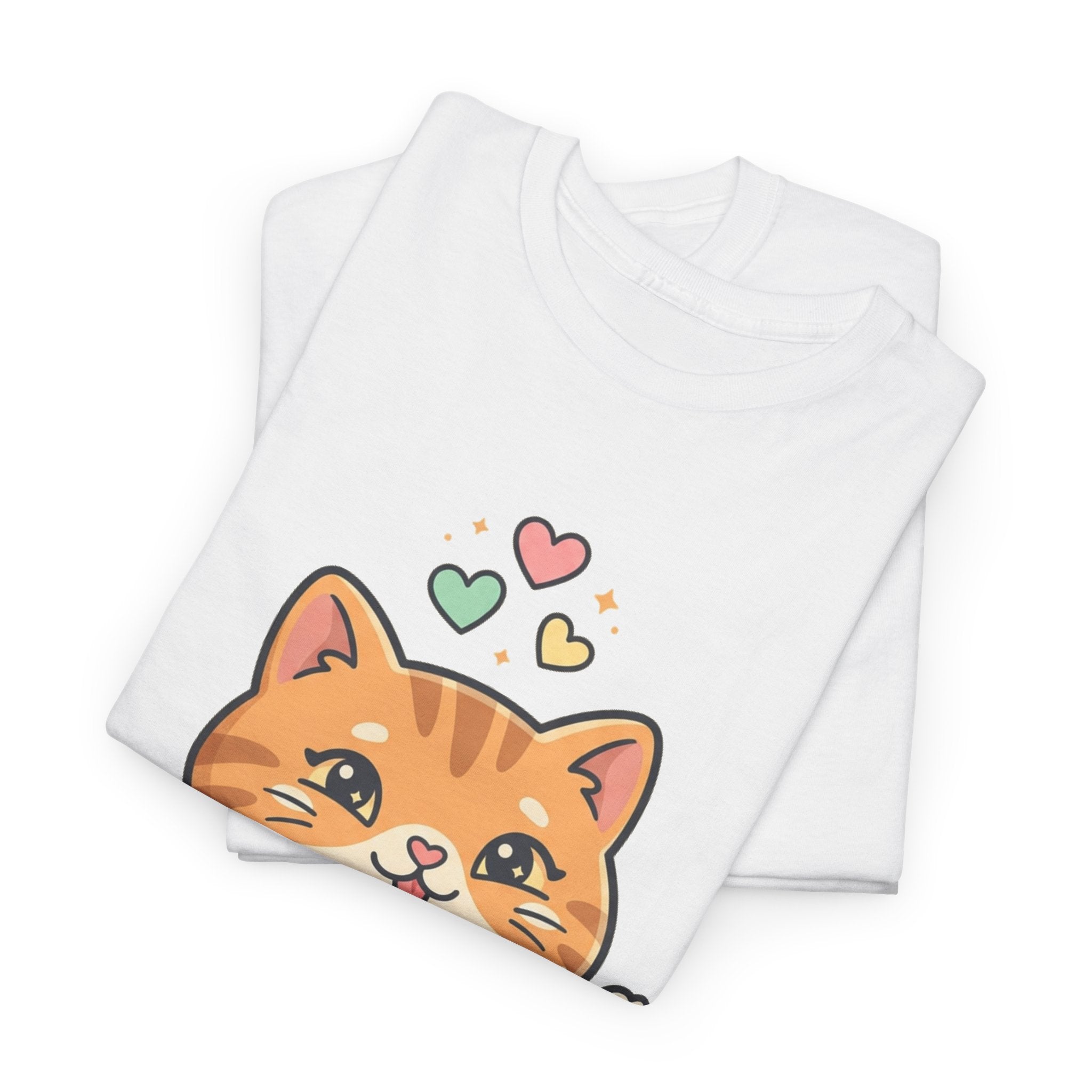Cute Ginger Cat Illustration T-Shirt | Playful Kittens Back Print