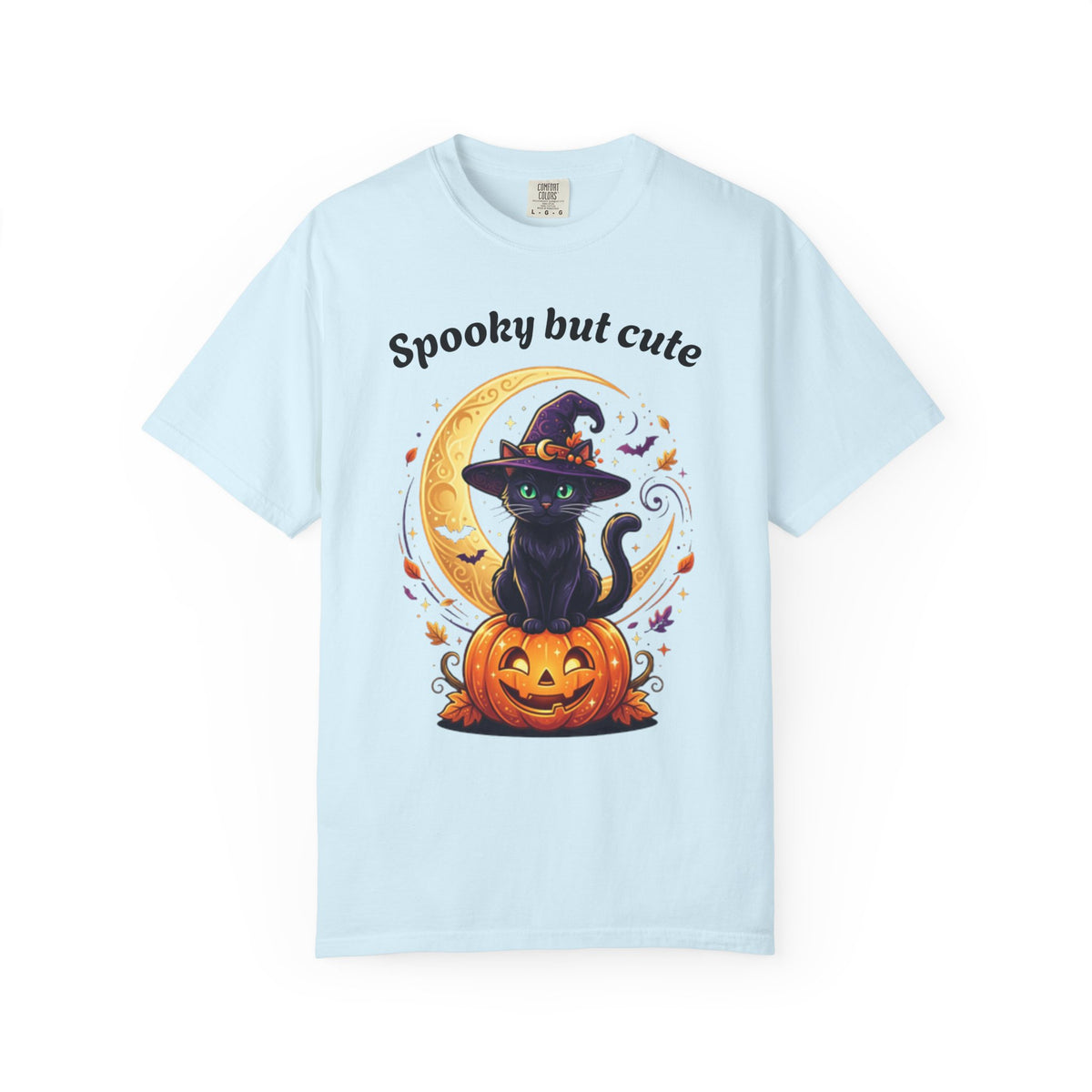 Spooky But Cute Cat T-Shirt â€” Halloween Black Cat on Jack-O'-Lantern