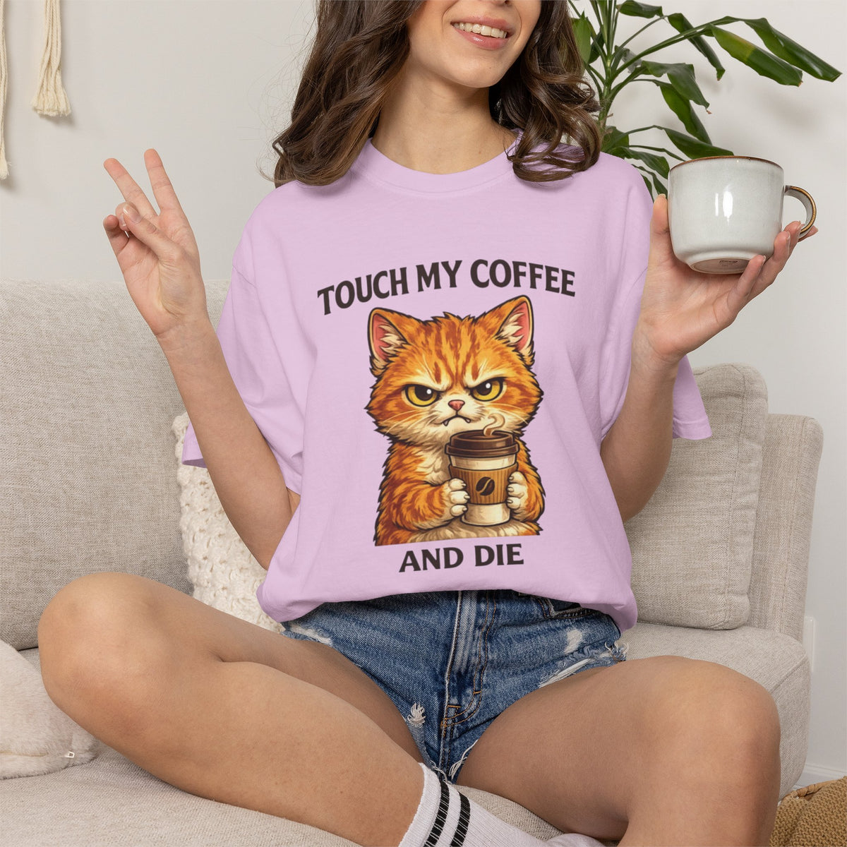 Touch My Coffee And Die Cat T-Shirt