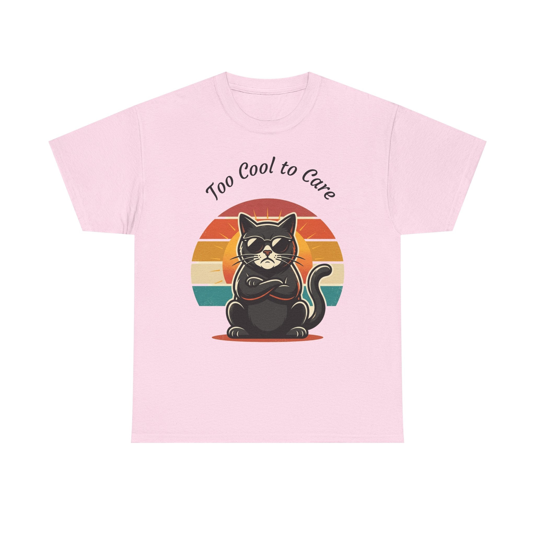 Too Cool to Care Cat Tee – Retro Sunset Graphic T-Shirt