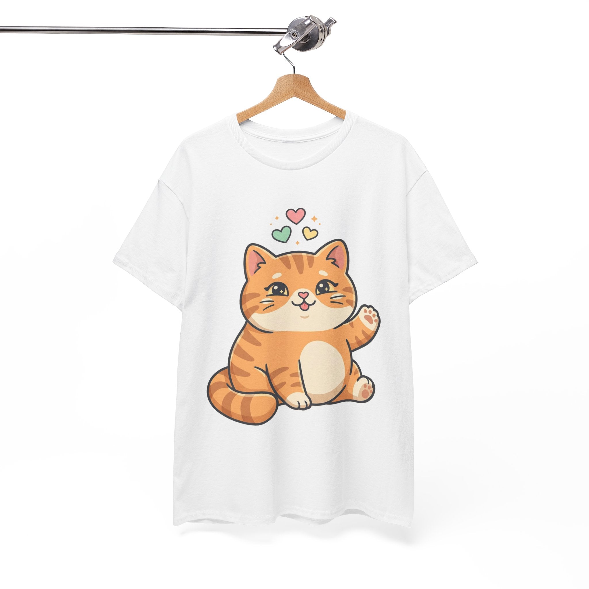 Cute Ginger Cat Illustration T-Shirt | Playful Kittens Back Print