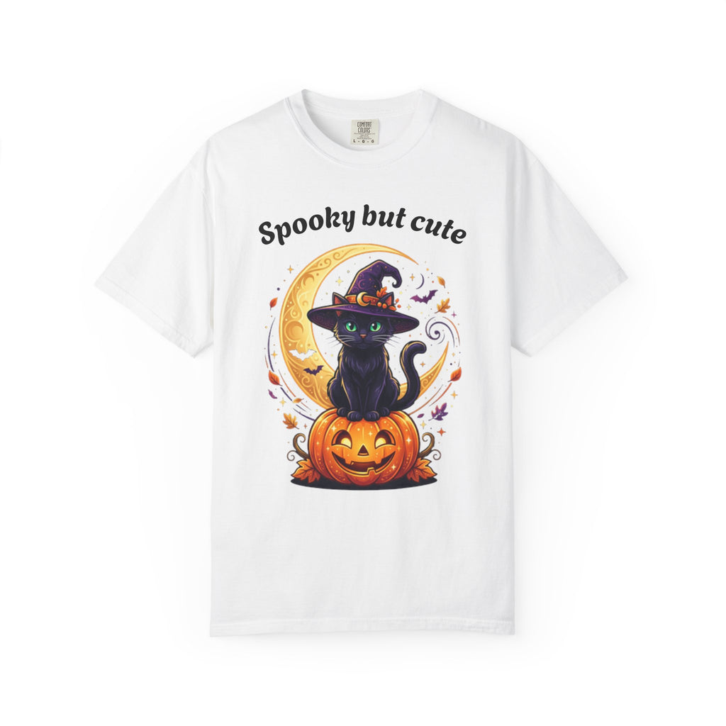 Spooky But Cute Cat T-Shirt â€” Halloween Black Cat on Jack-O'-Lantern