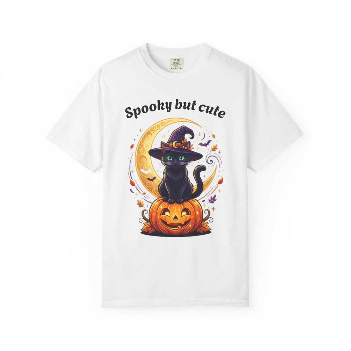 Spooky But Cute Cat T-Shirt â€” Halloween Black Cat on Jack-O'-Lantern