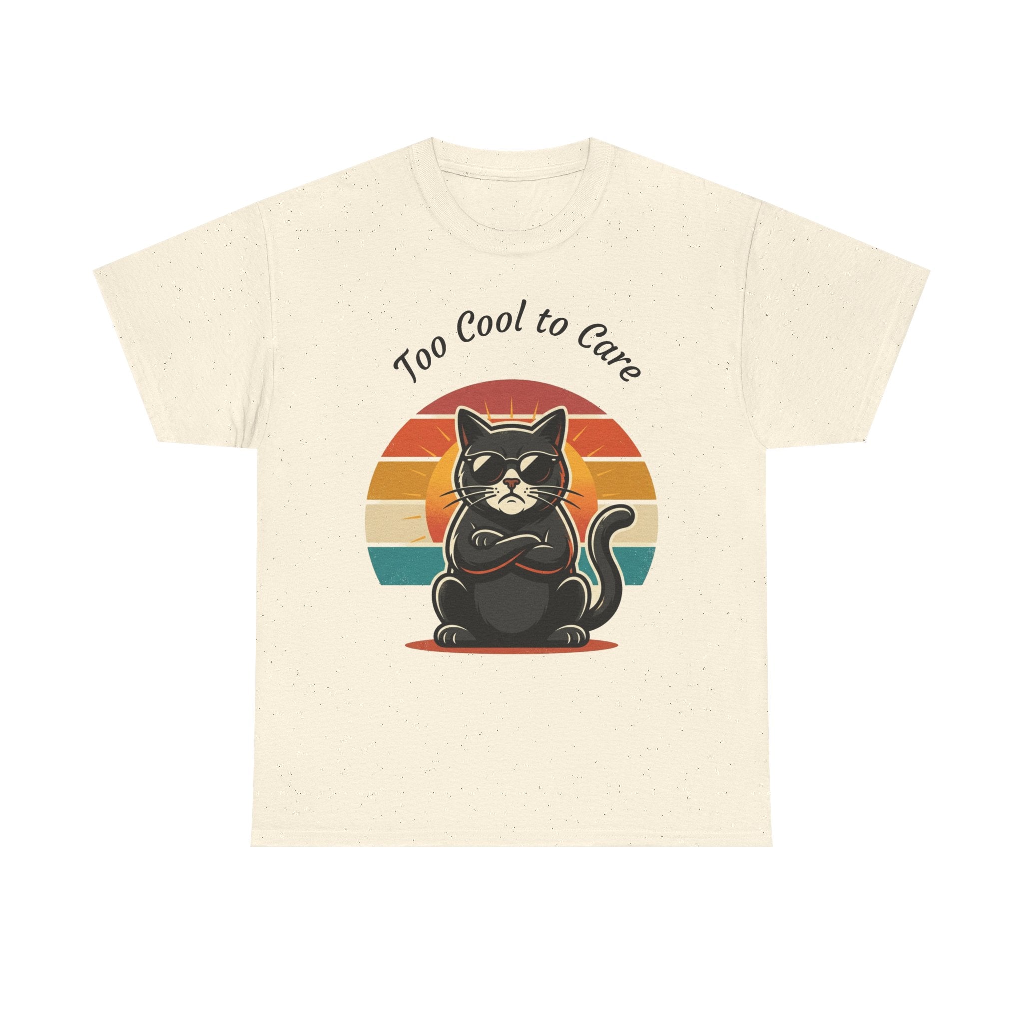 Too Cool to Care Cat Tee – Retro Sunset Graphic T-Shirt