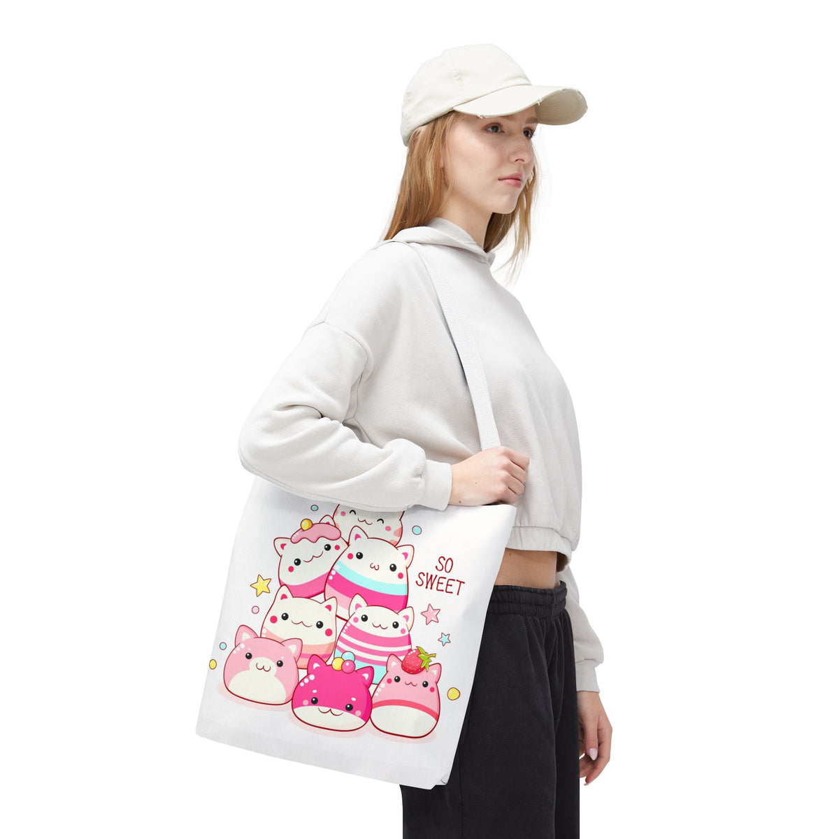 Cute Kawaii Cat Squishies Tote Bag â€” "So Sweet" All-Over Print