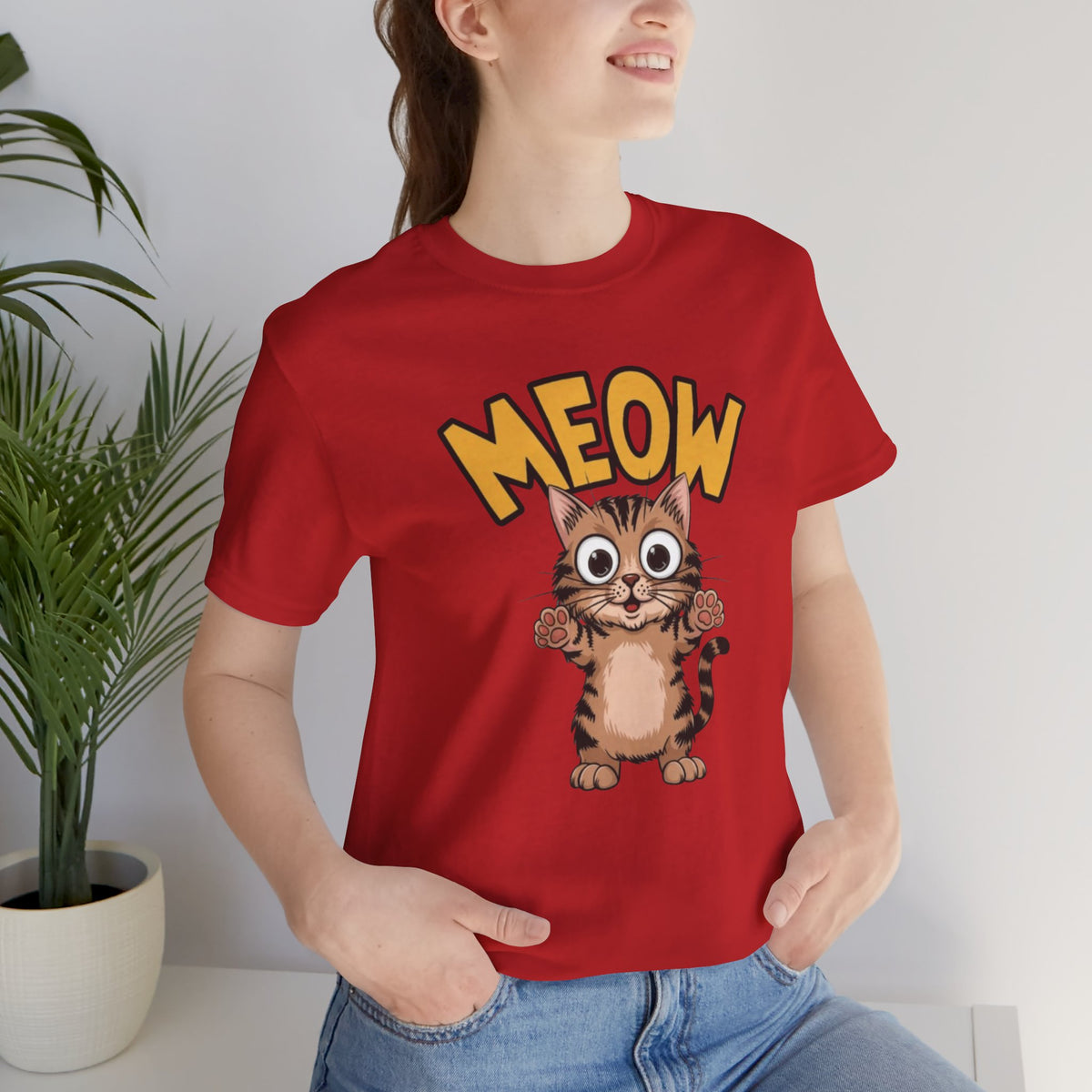 Meow Cute Cat Graphic Tee - Cartoon Kitten T-Shirt