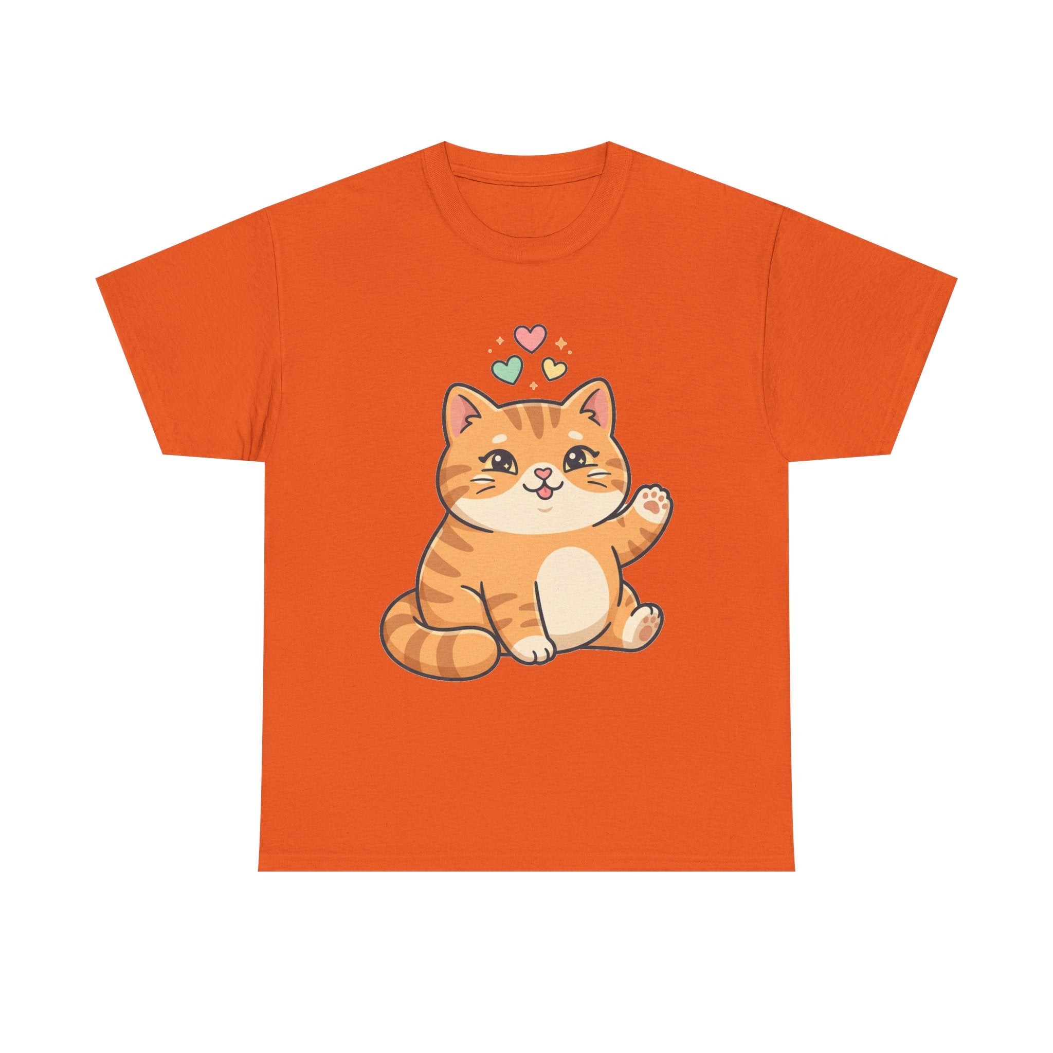 Cute Ginger Cat Illustration T-Shirt | Playful Kittens Back Print