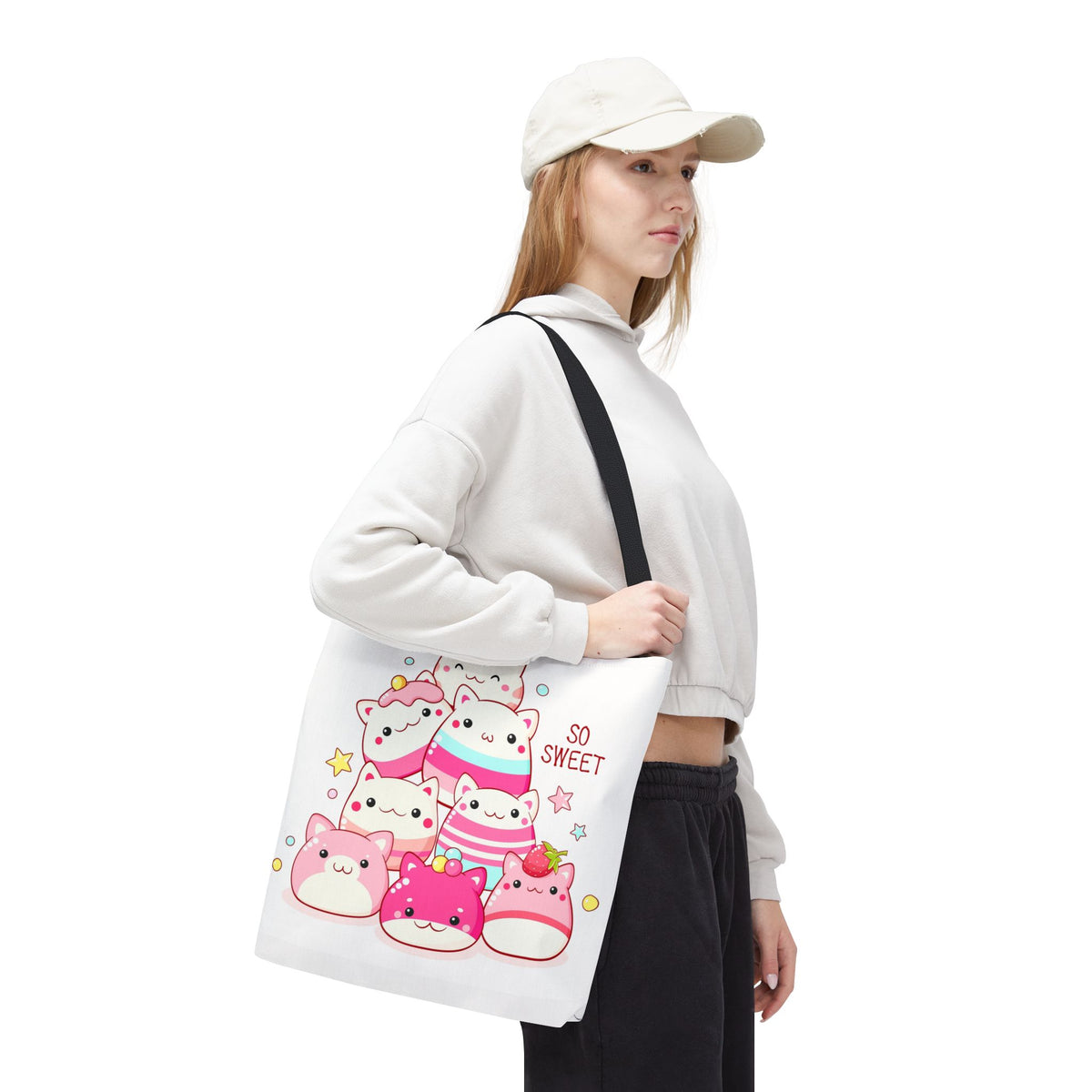 Cute Kawaii Cat Squishies Tote Bag â€” "So Sweet" All-Over Print