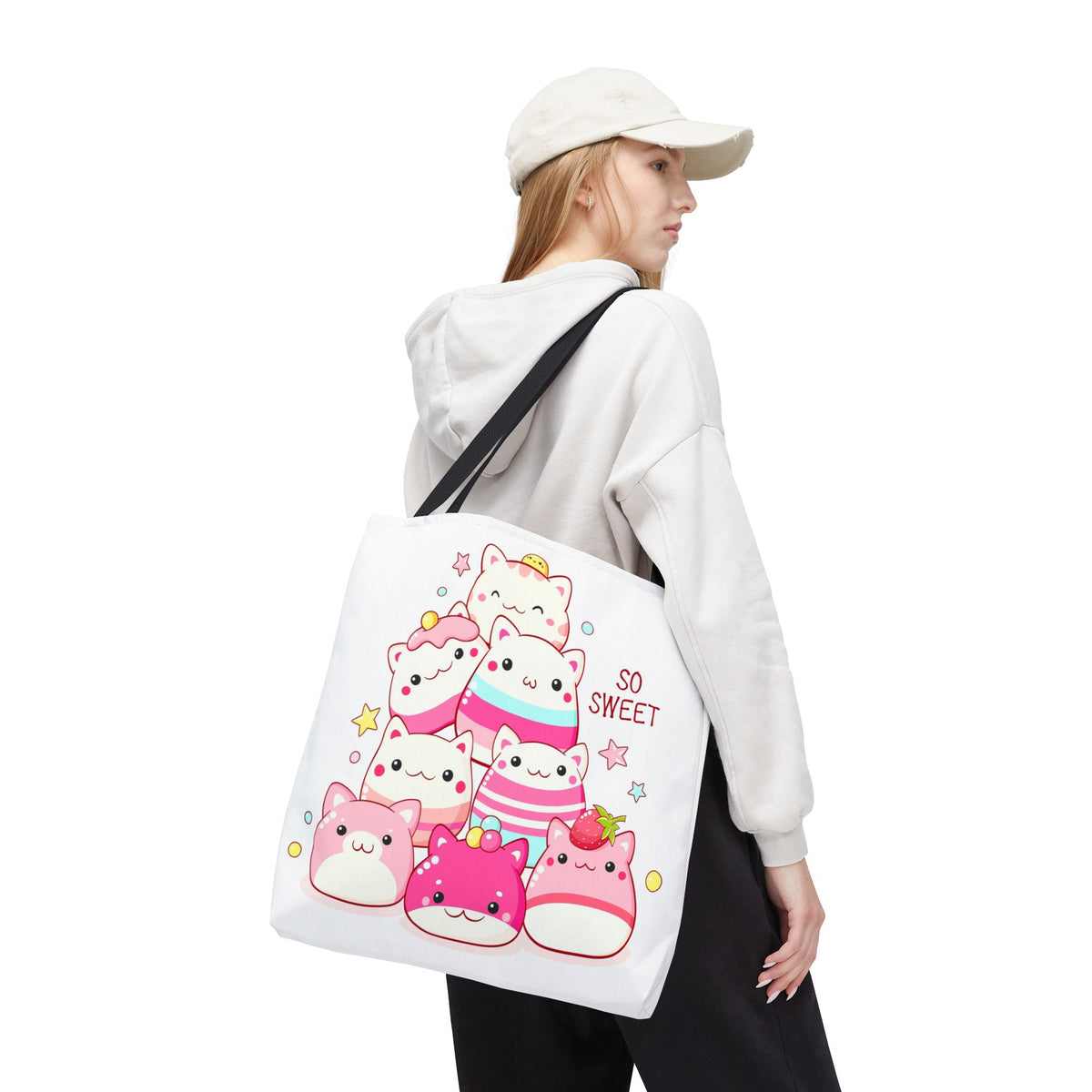 Cute Kawaii Cat Squishies Tote Bag â€” "So Sweet" All-Over Print