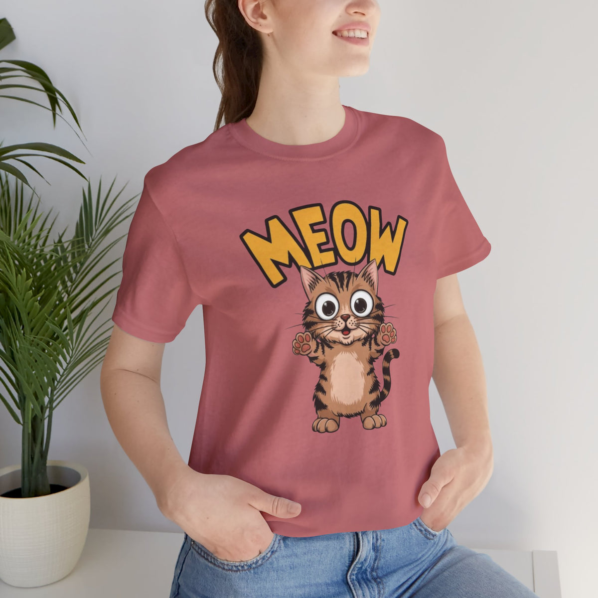 Meow Cute Cat Graphic Tee - Cartoon Kitten T-Shirt