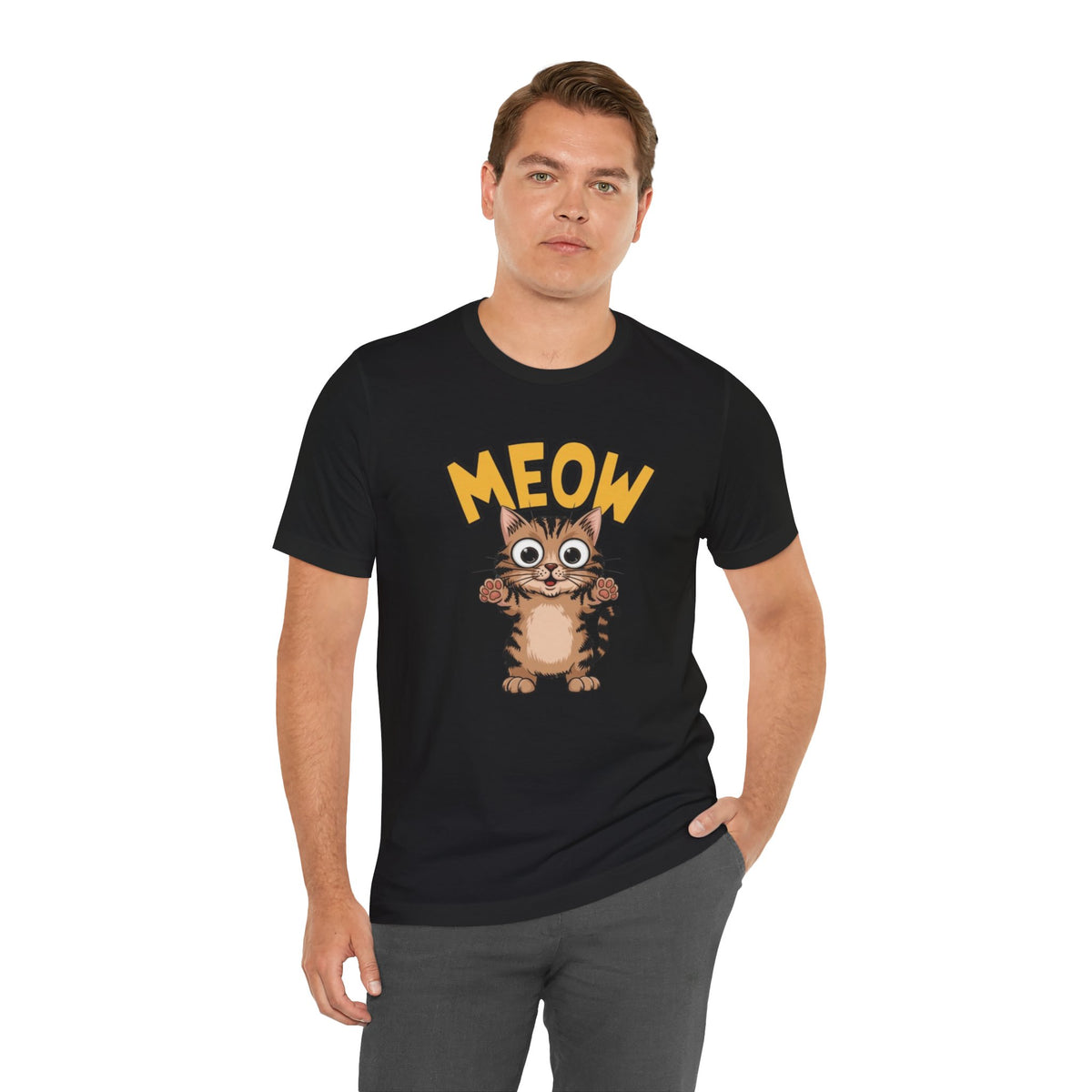 Meow Cute Cat Graphic Tee - Cartoon Kitten T-Shirt