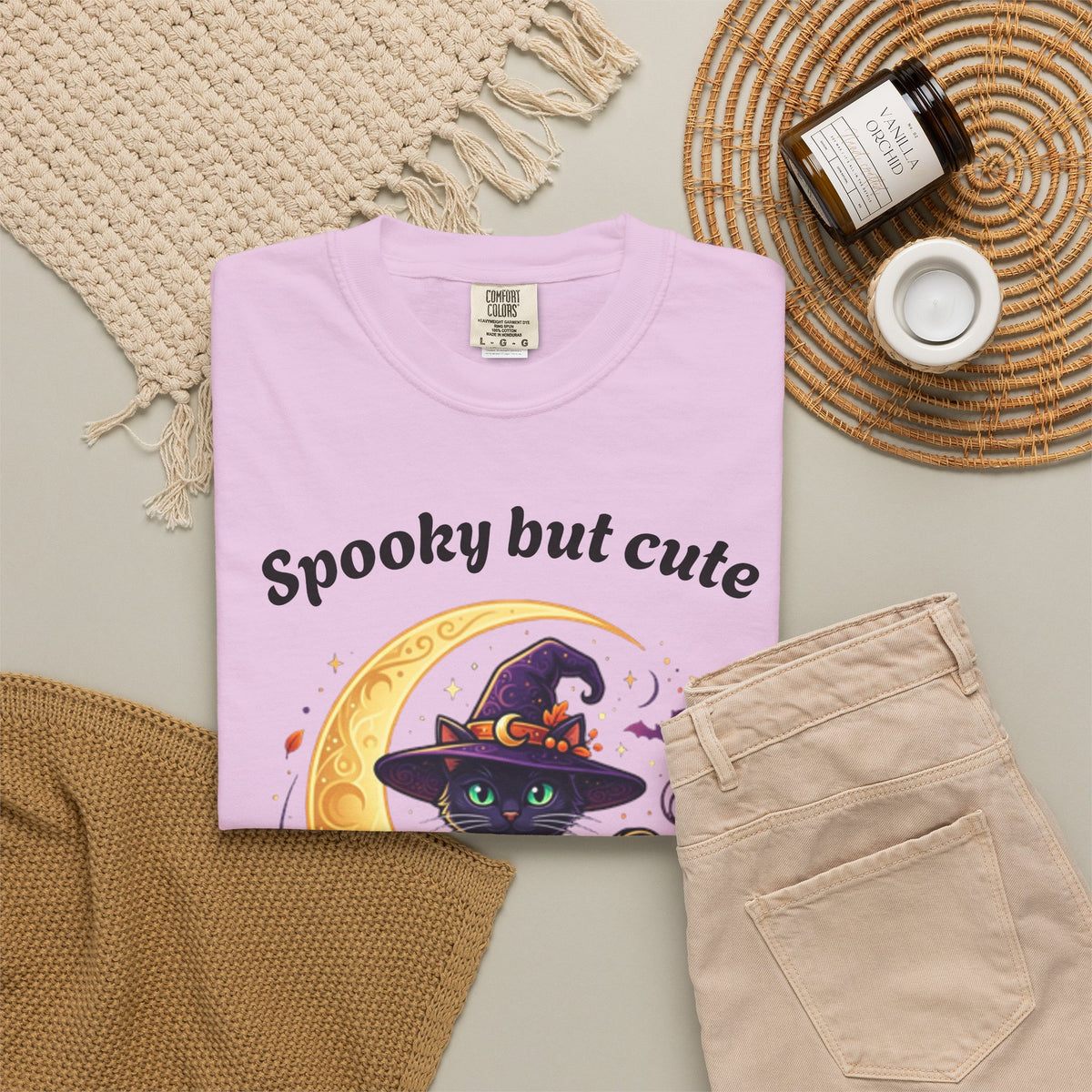 Spooky But Cute Cat T-Shirt â€” Halloween Black Cat on Jack-O'-Lantern