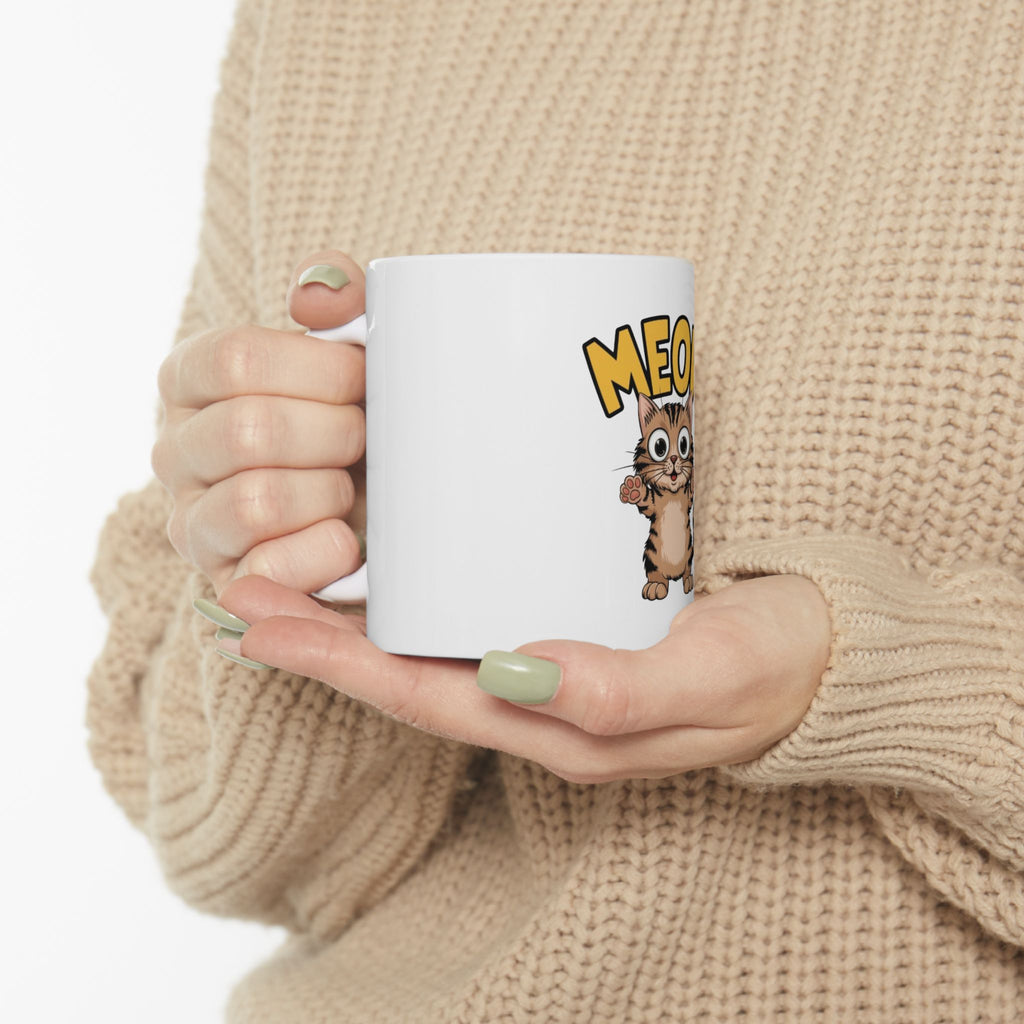 Cat Meow Mug â€” Cute Cartoon Kitty Coffee Cup (11oz & 15oz)