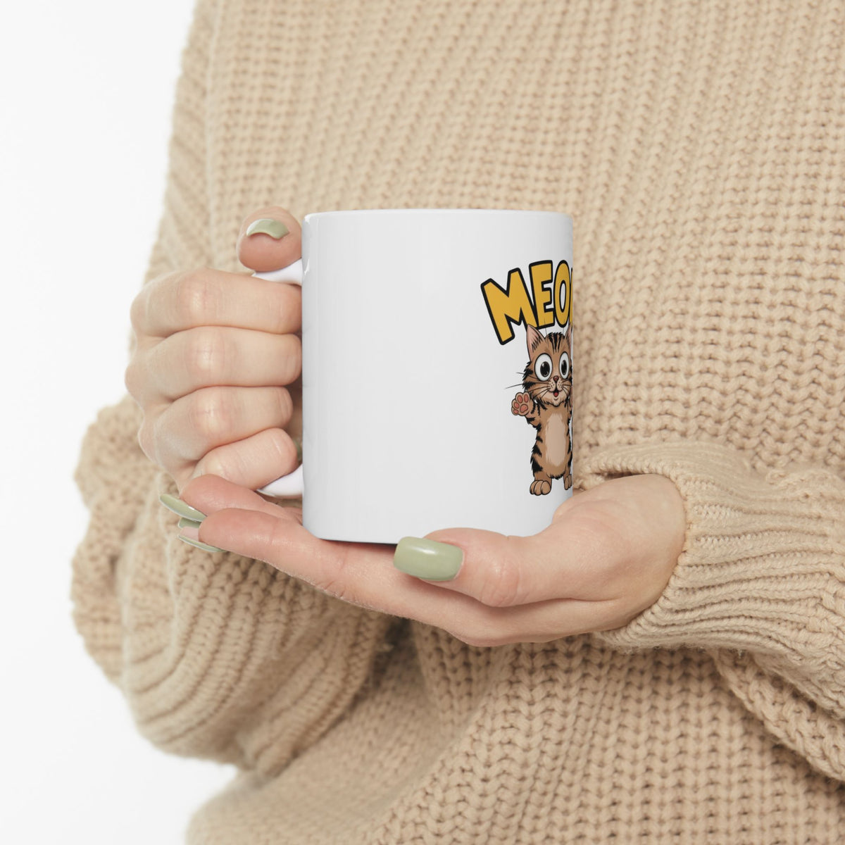 Cat Meow Mug â€” Cute Cartoon Kitty Coffee Cup (11oz & 15oz)