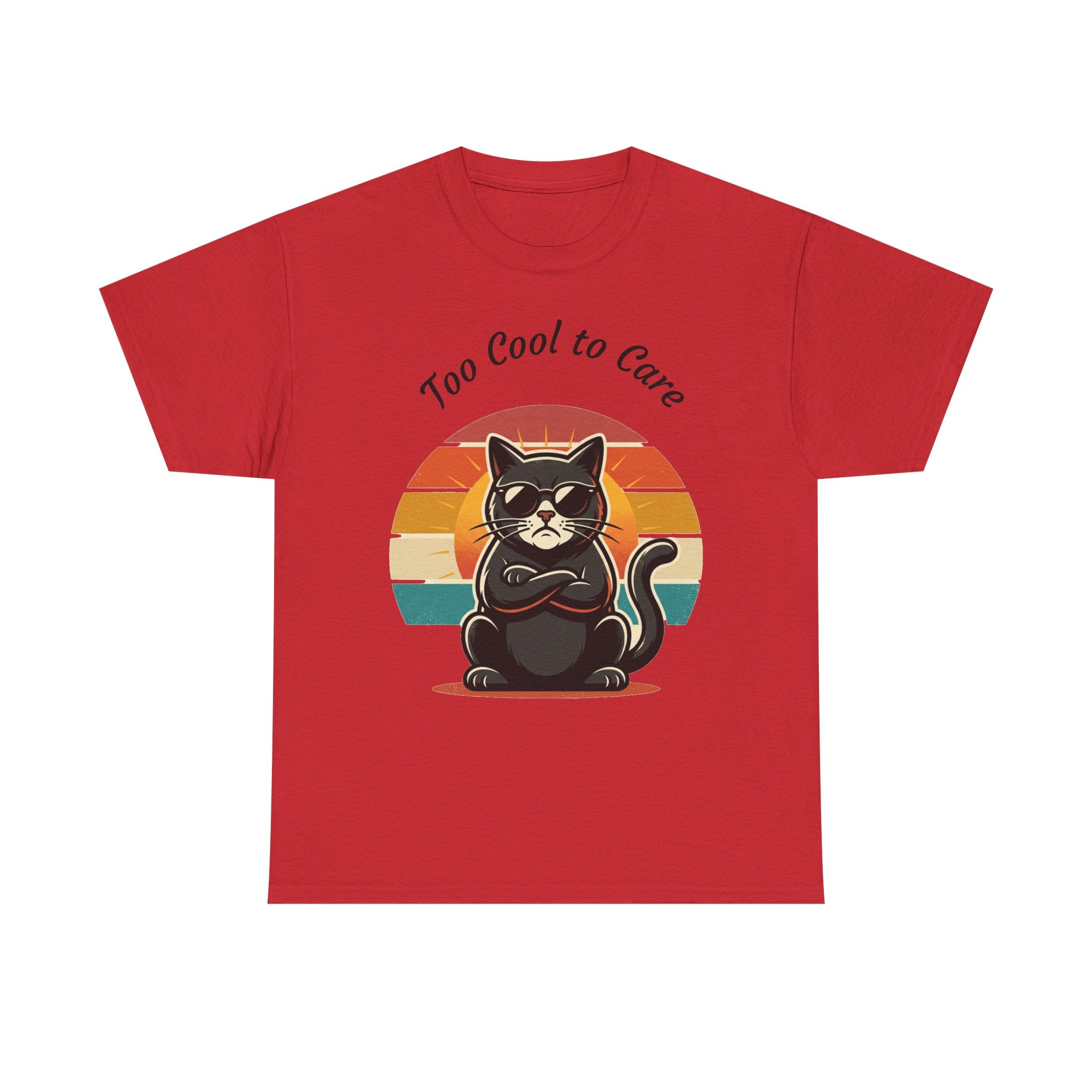 Too Cool to Care Cat Tee – Retro Sunset Graphic T-Shirt