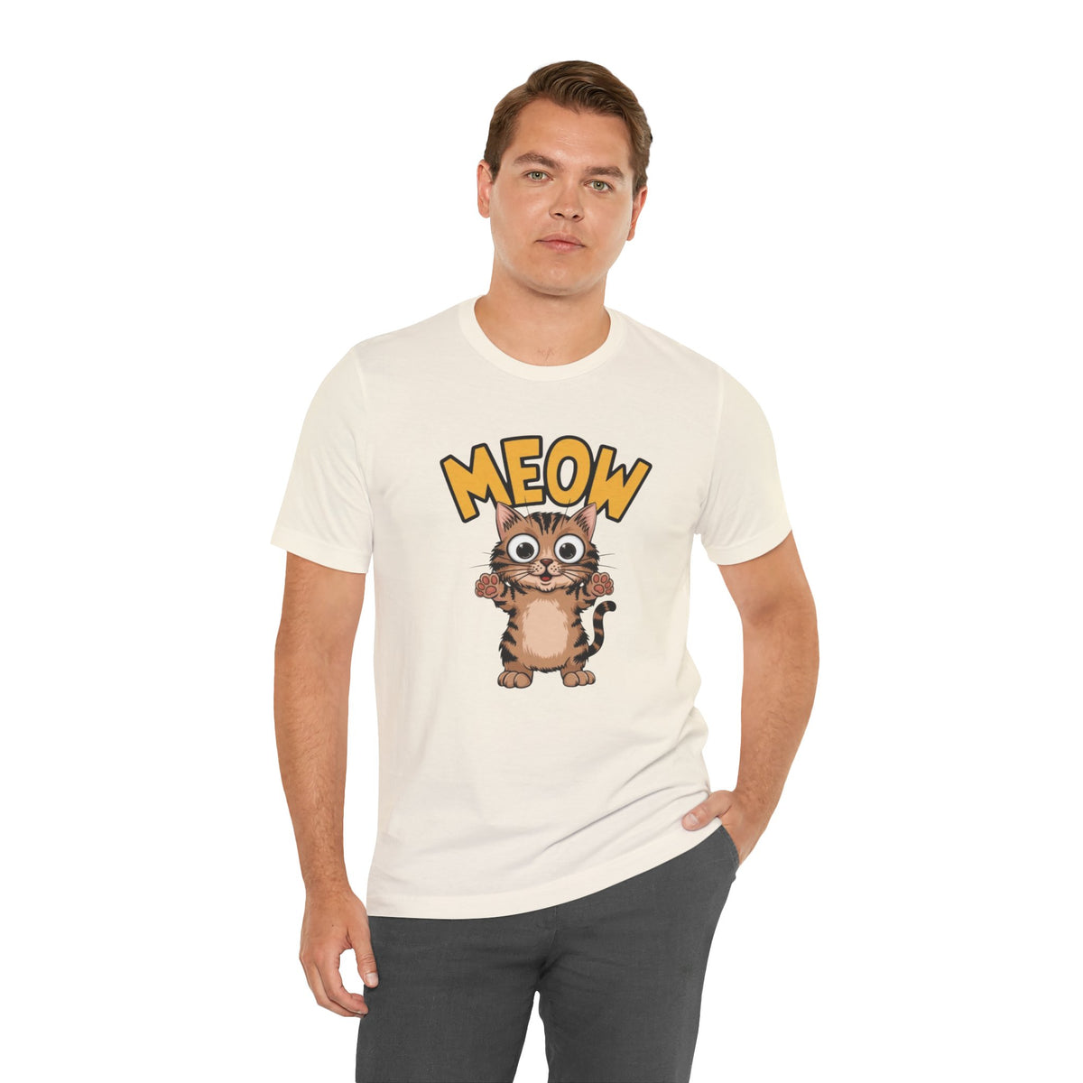 Meow Cute Cat Graphic Tee - Cartoon Kitten T-Shirt