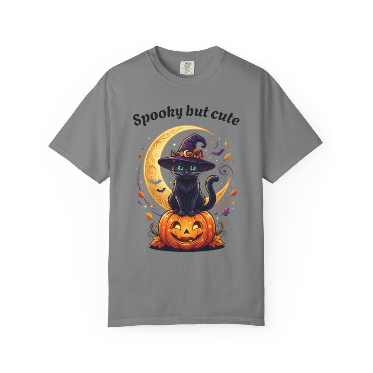 Spooky But Cute Cat T-Shirt â€” Halloween Black Cat on Jack-O'-Lantern