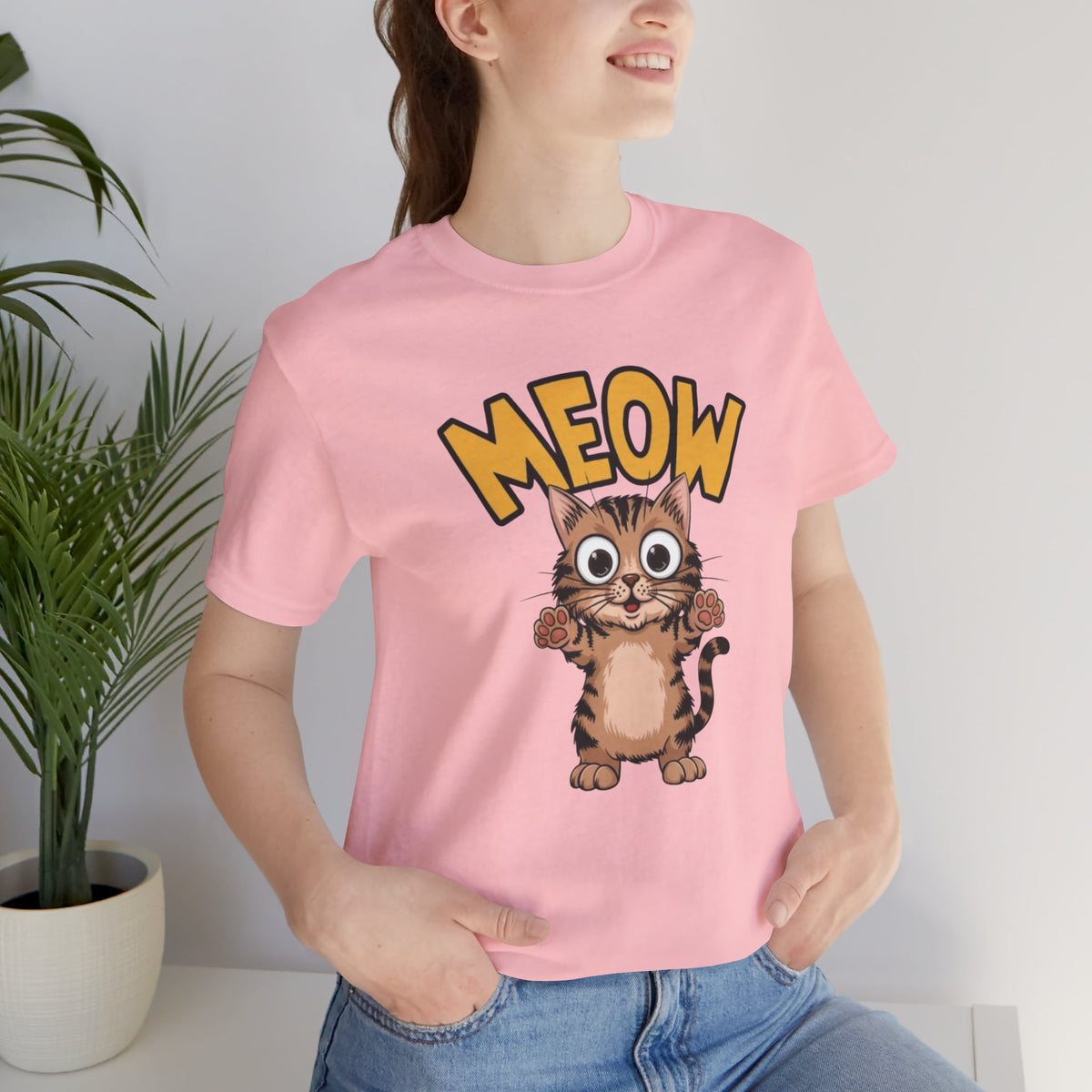 Meow Cute Cat Graphic Tee - Cartoon Kitten T-Shirt