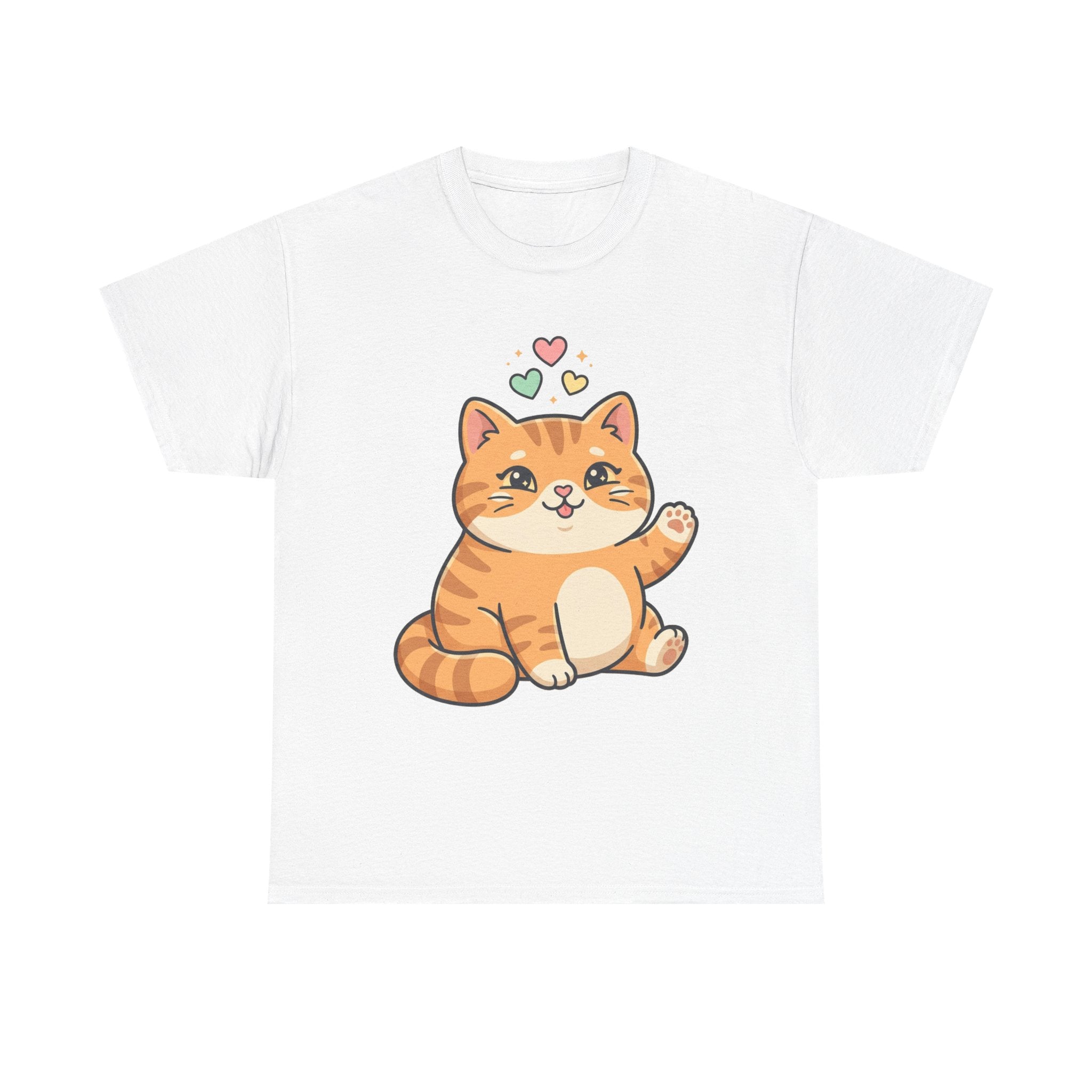 Cute Ginger Cat Illustration T-Shirt | Playful Kittens Back Print