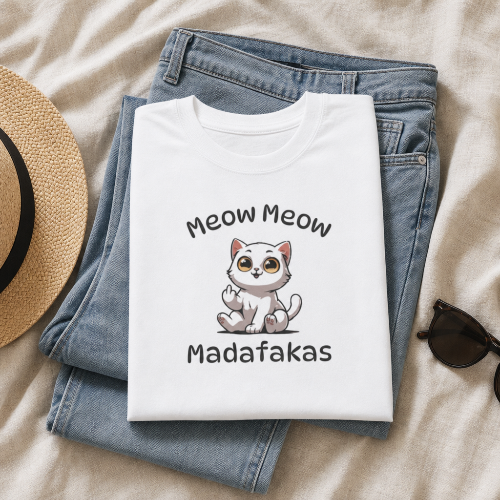 Funny Cat T-Shirt â€” "Meow Meow Madafakas" Cute Middle Finger Kitten Tee