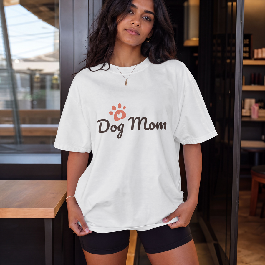 Dog Mom T-Shirt â€” Cute Paw Heart Graphic Tee for Dog Lovers