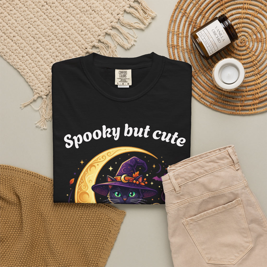 Spooky But Cute Cat T-Shirt â€” Halloween Black Cat on Jack-O'-Lantern