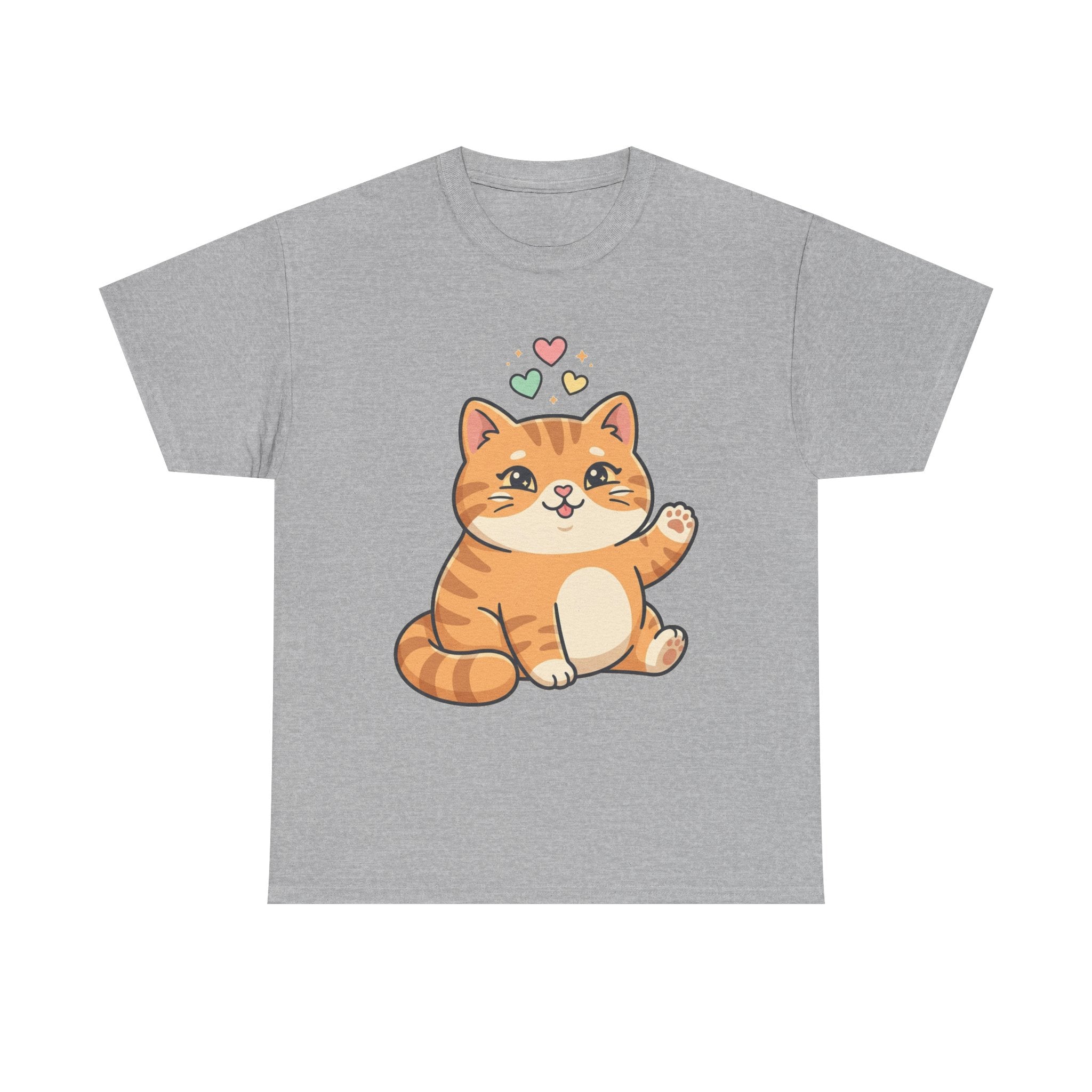 Cute Ginger Cat Illustration T-Shirt | Playful Kittens Back Print