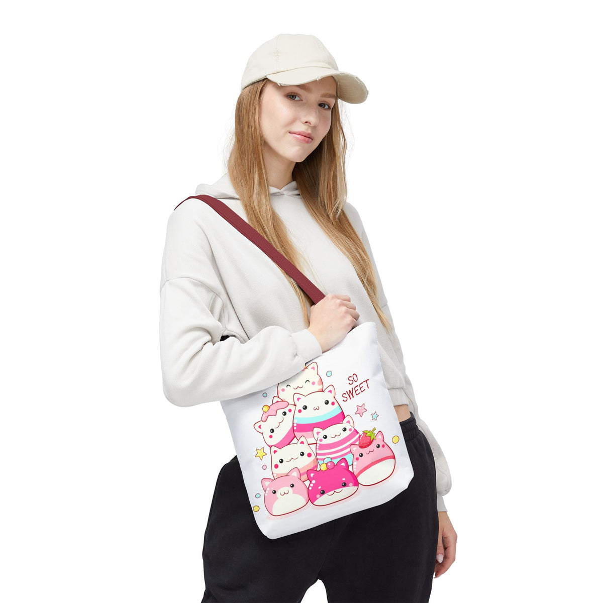Cute Kawaii Cat Squishies Tote Bag â€” "So Sweet" All-Over Print