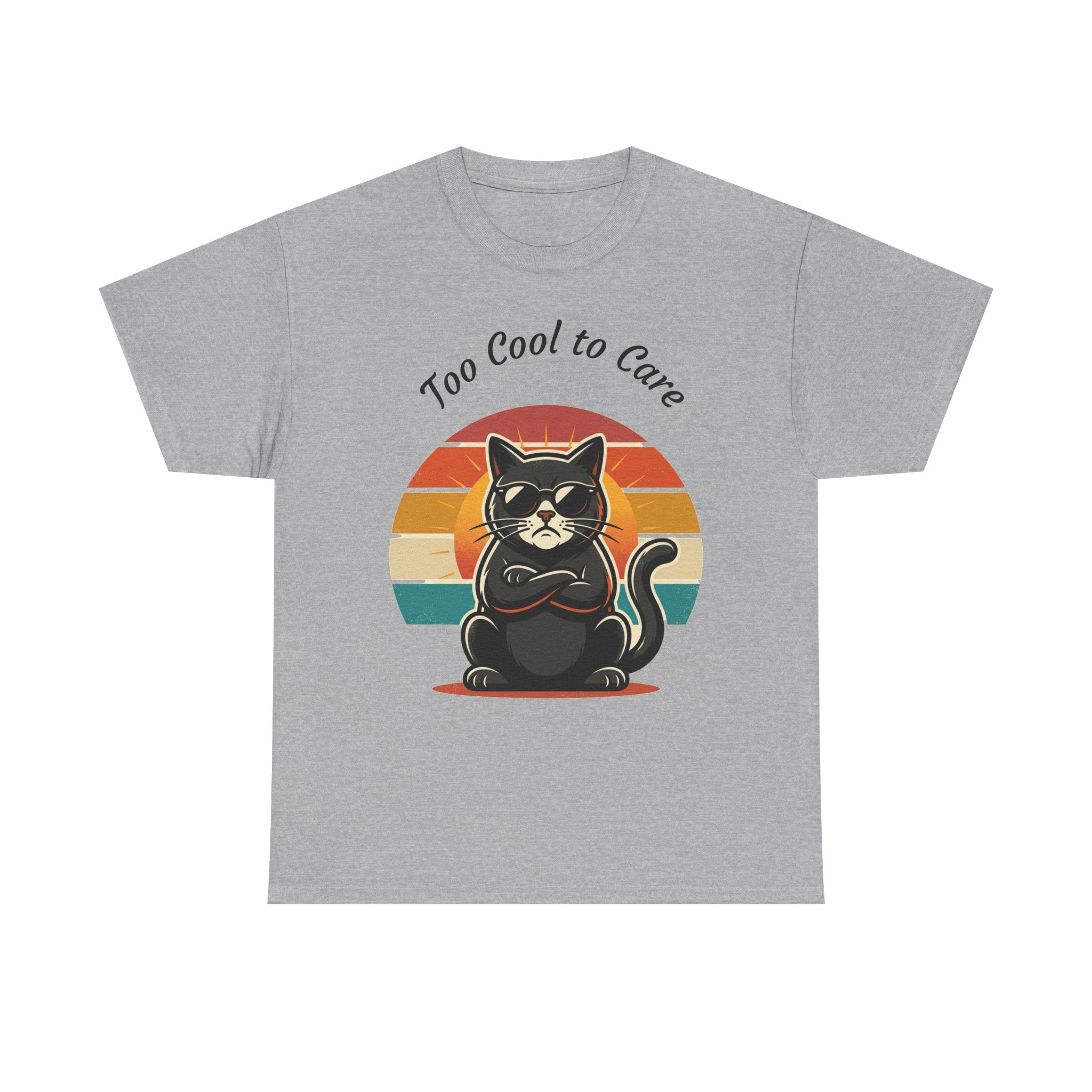 Too Cool to Care Cat Tee – Retro Sunset Graphic T-Shirt