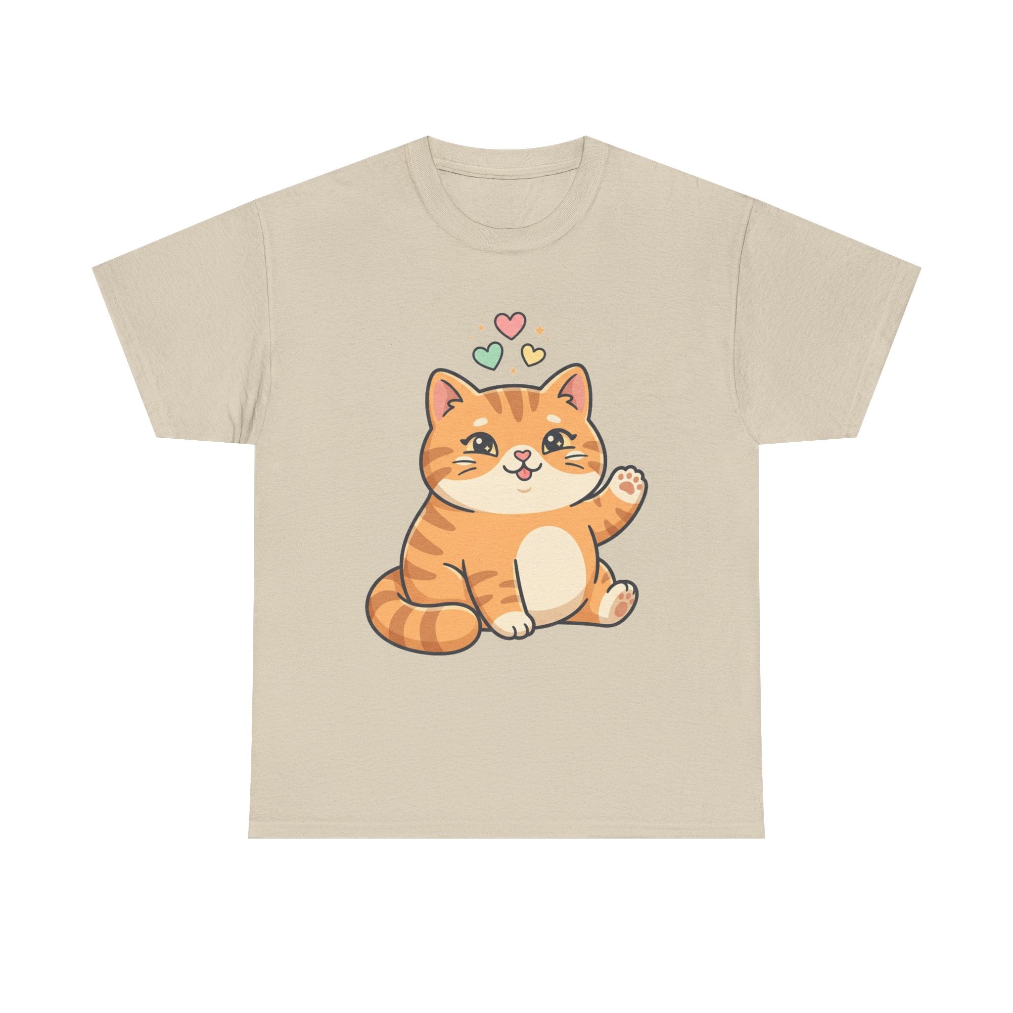 Cute Ginger Cat Illustration T-Shirt | Playful Kittens Back Print