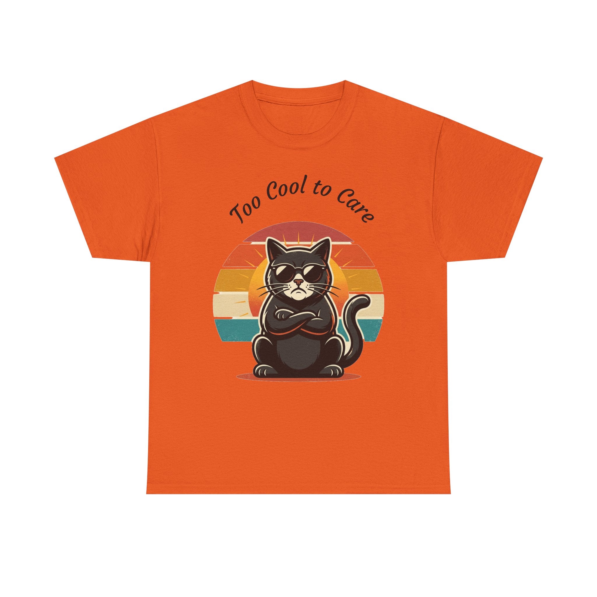 Too Cool to Care Cat Tee – Retro Sunset Graphic T-Shirt