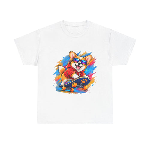 Corgi Skateboard T‑Shirt — Cool Skateboarding Dog Graphic Tee