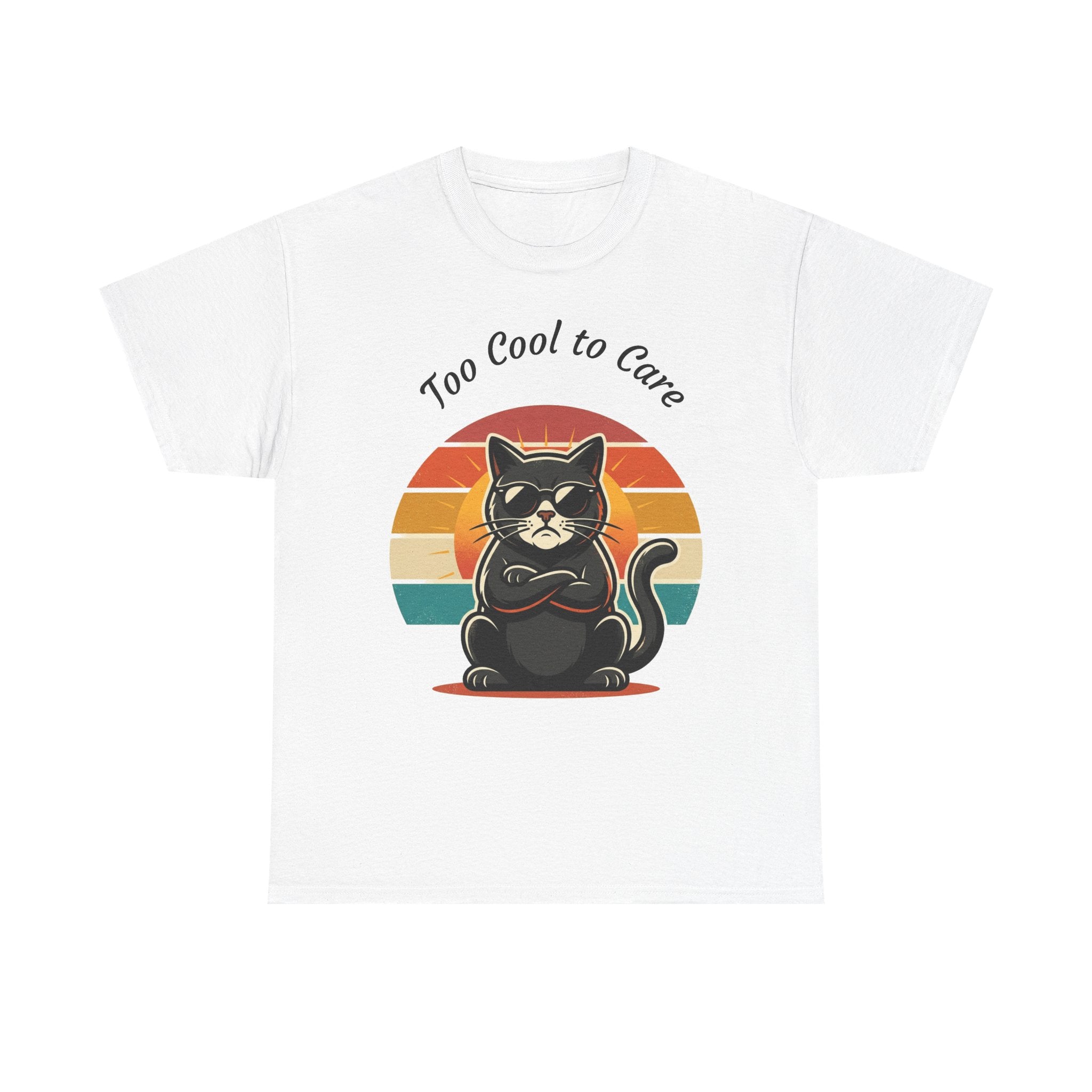 Too Cool to Care Cat Tee – Retro Sunset Graphic T-Shirt
