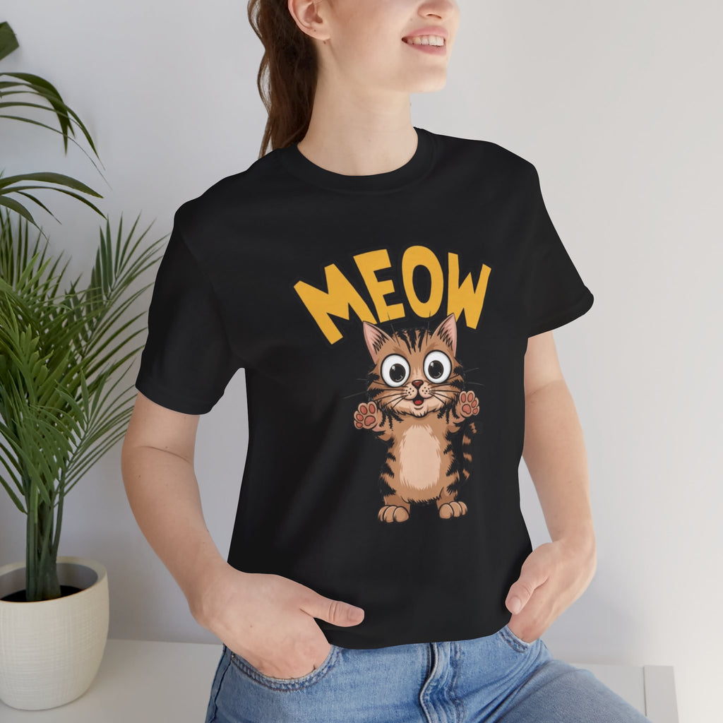 Meow Cute Cat Graphic Tee - Cartoon Kitten T-Shirt