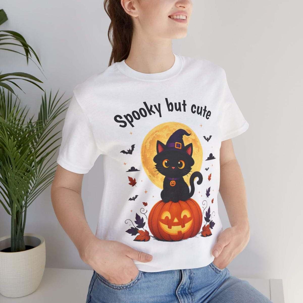 Spooky But Cute Halloween Cat T-Shirt