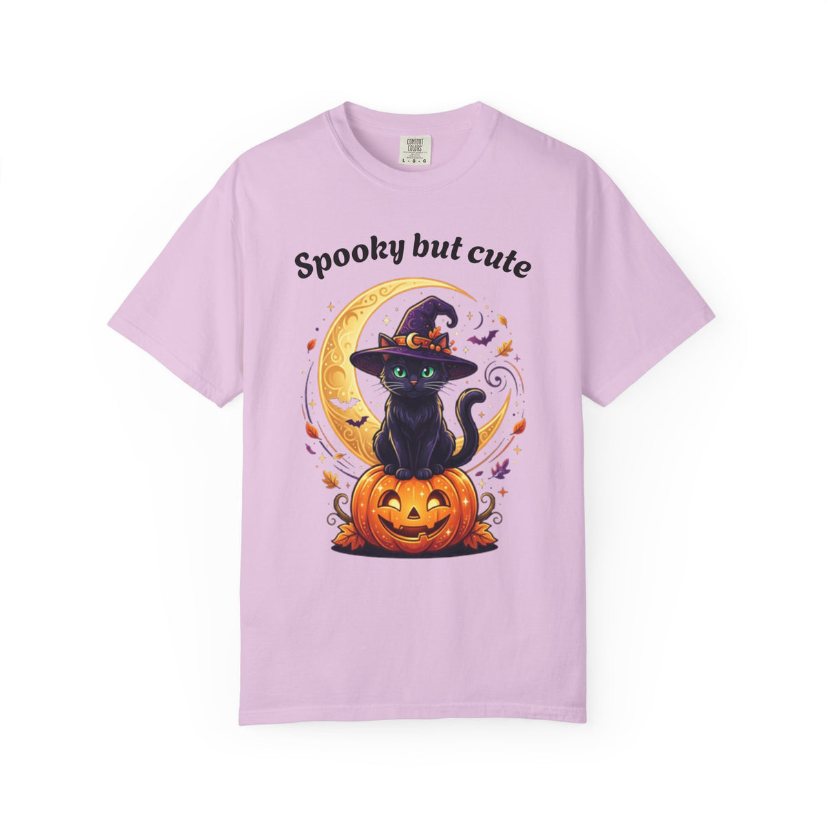 Spooky But Cute Cat T-Shirt â€” Halloween Black Cat on Jack-O'-Lantern