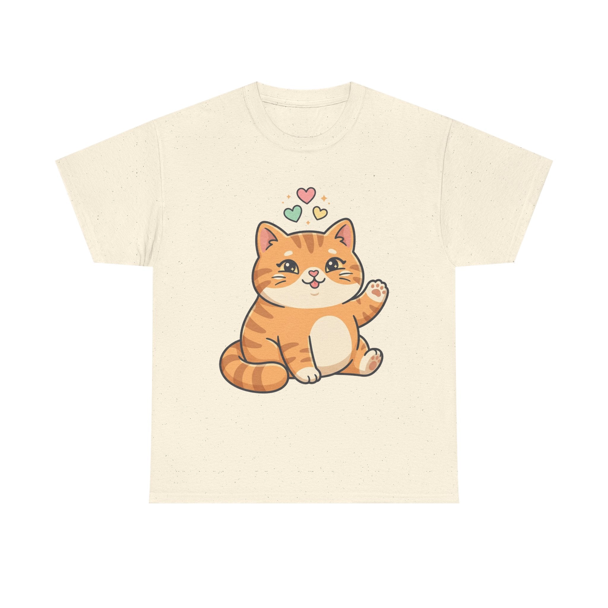 Cute Ginger Cat Illustration T-Shirt | Playful Kittens Back Print