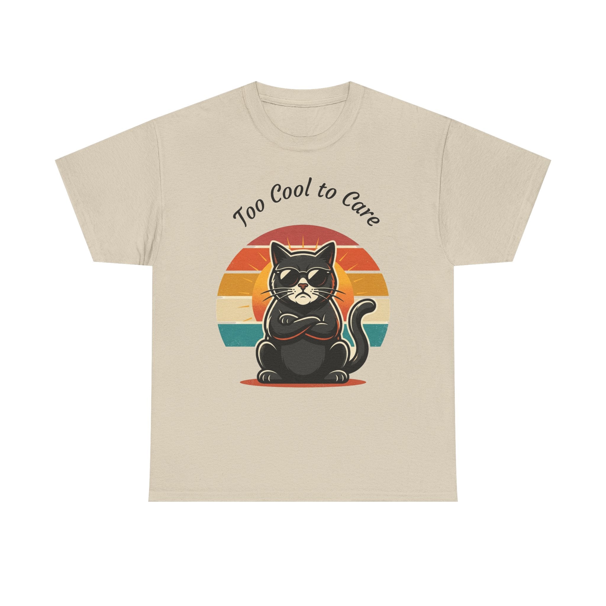 Too Cool to Care Cat Tee – Retro Sunset Graphic T-Shirt