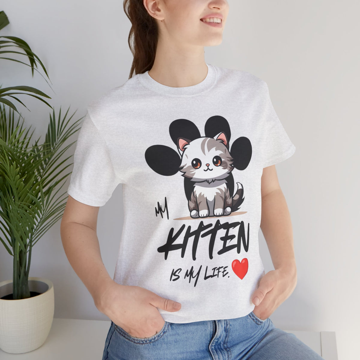 Kitten Is My Life T-Shirt â€” Cute Cat Graphic Tee with Heart