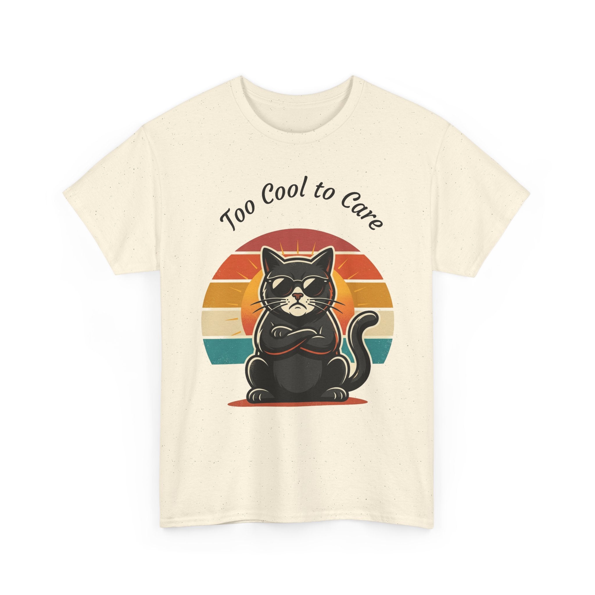 Too Cool to Care Cat Tee – Retro Sunset Graphic T-Shirt