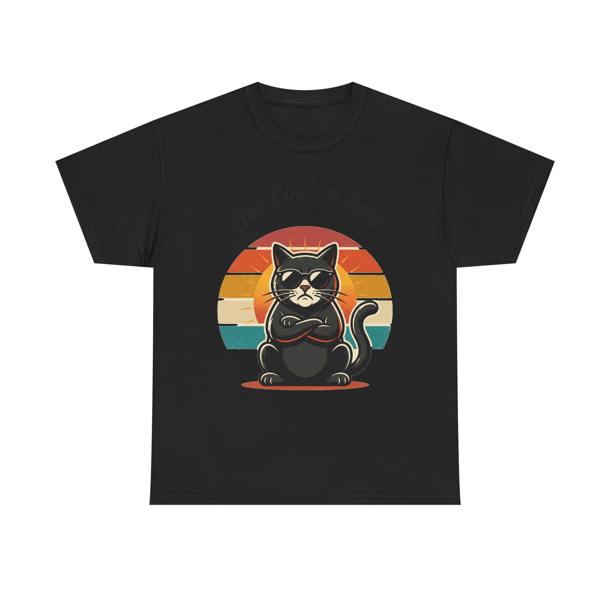 Too Cool to Care Cat Tee – Retro Sunset Graphic T-Shirt
