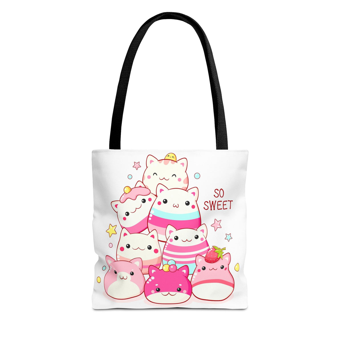 Cute Kawaii Cat Squishies Tote Bag â€” "So Sweet" All-Over Print