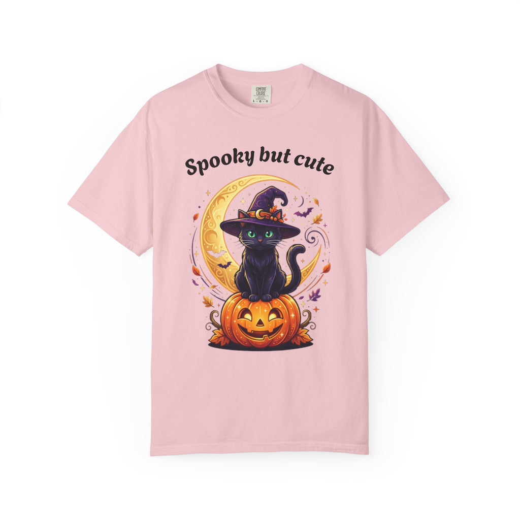 Spooky But Cute Cat T-Shirt â€” Halloween Black Cat on Jack-O'-Lantern