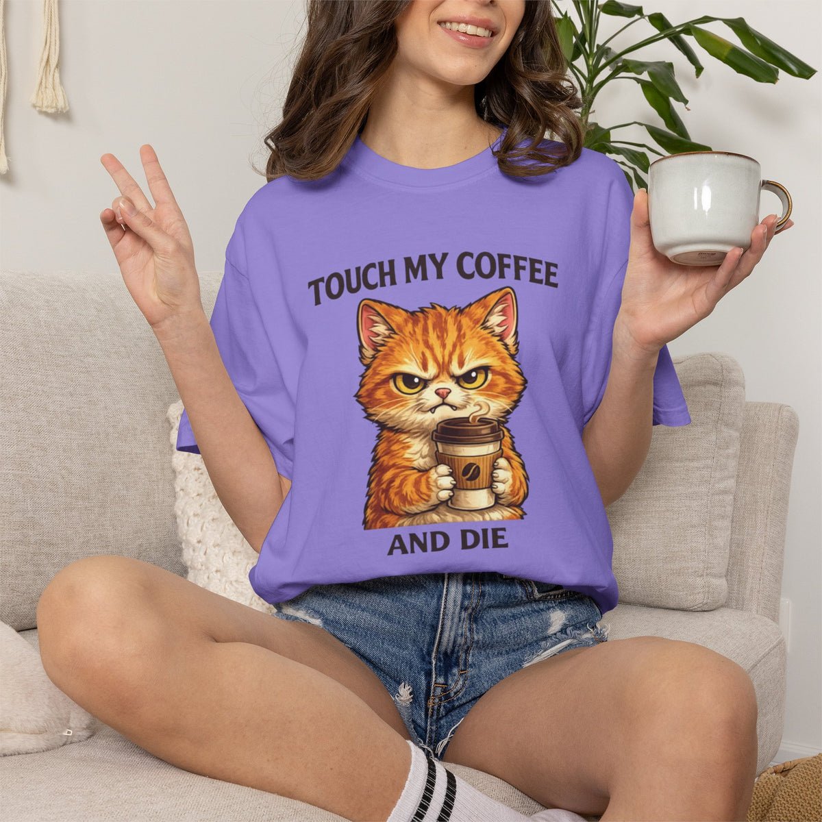 Touch My Coffee And Die Cat T-Shirt