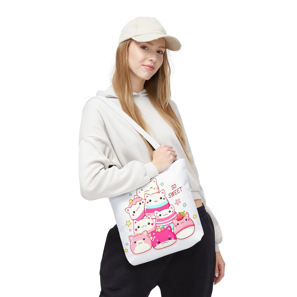 Cute Kawaii Cat Squishies Tote Bag â€” "So Sweet" All-Over Print