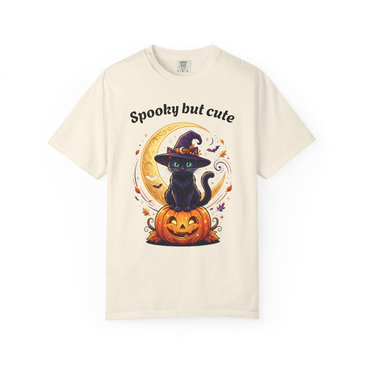 Spooky But Cute Cat T-Shirt â€” Halloween Black Cat on Jack-O'-Lantern
