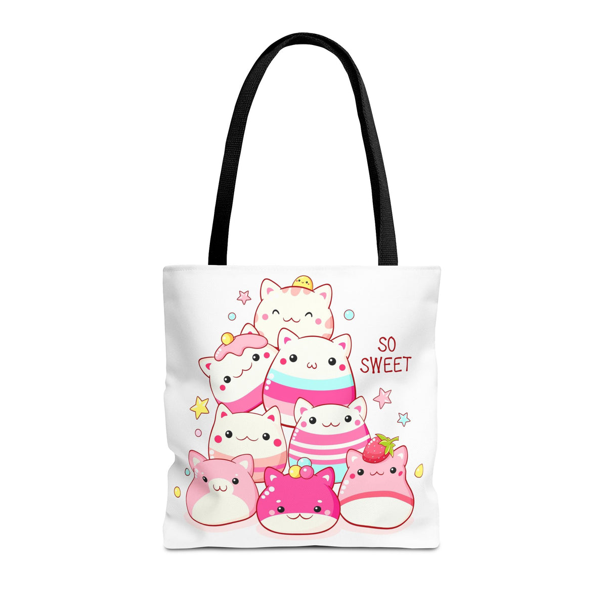 Cute Kawaii Cat Squishies Tote Bag â€” "So Sweet" All-Over Print