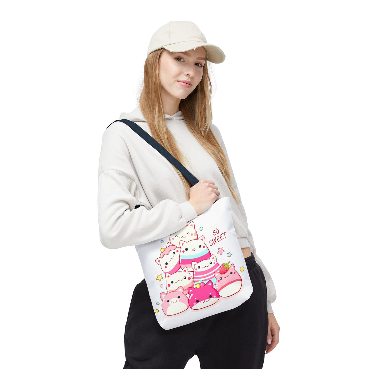 Cute Kawaii Cat Squishies Tote Bag â€” "So Sweet" All-Over Print
