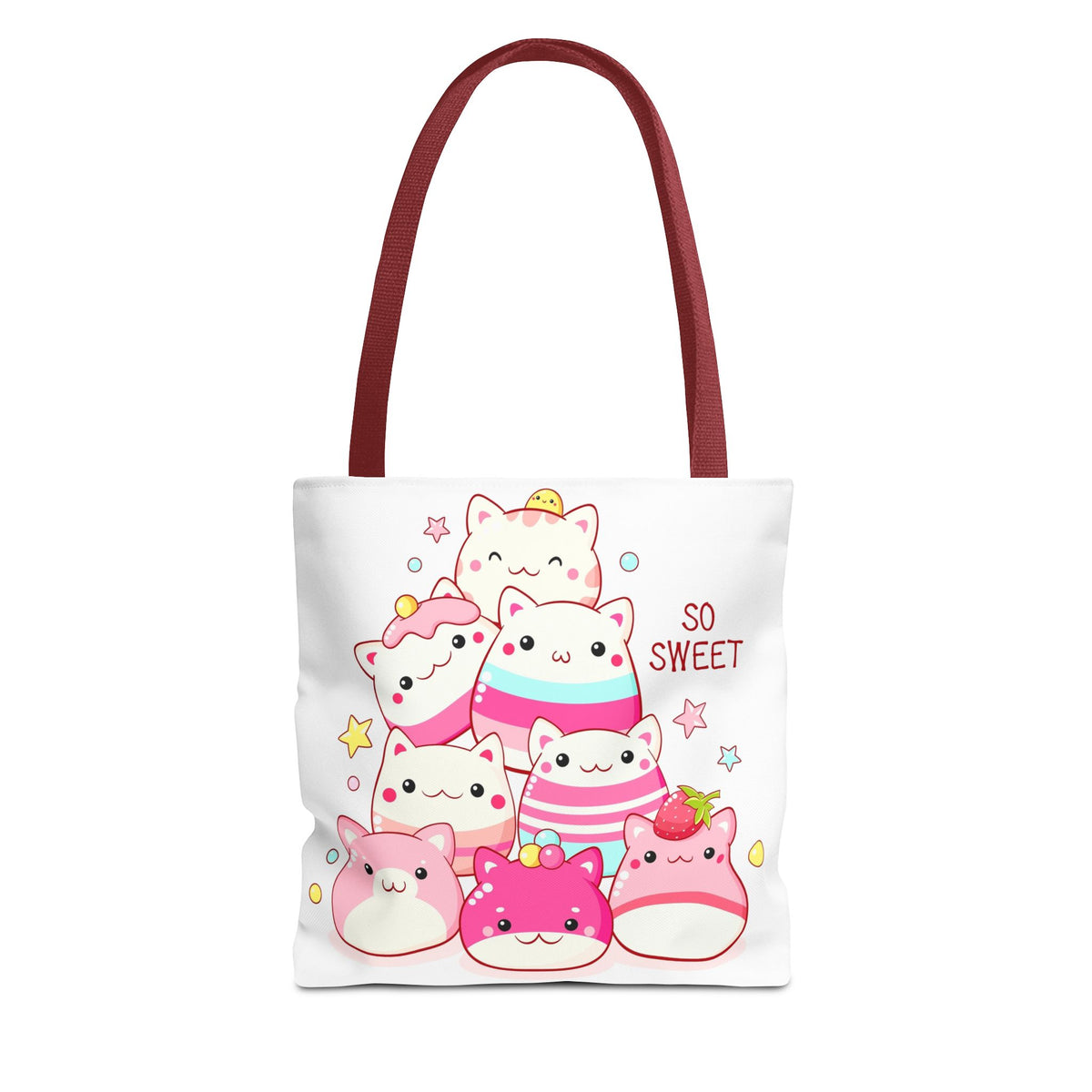 Cute Kawaii Cat Squishies Tote Bag â€” "So Sweet" All-Over Print